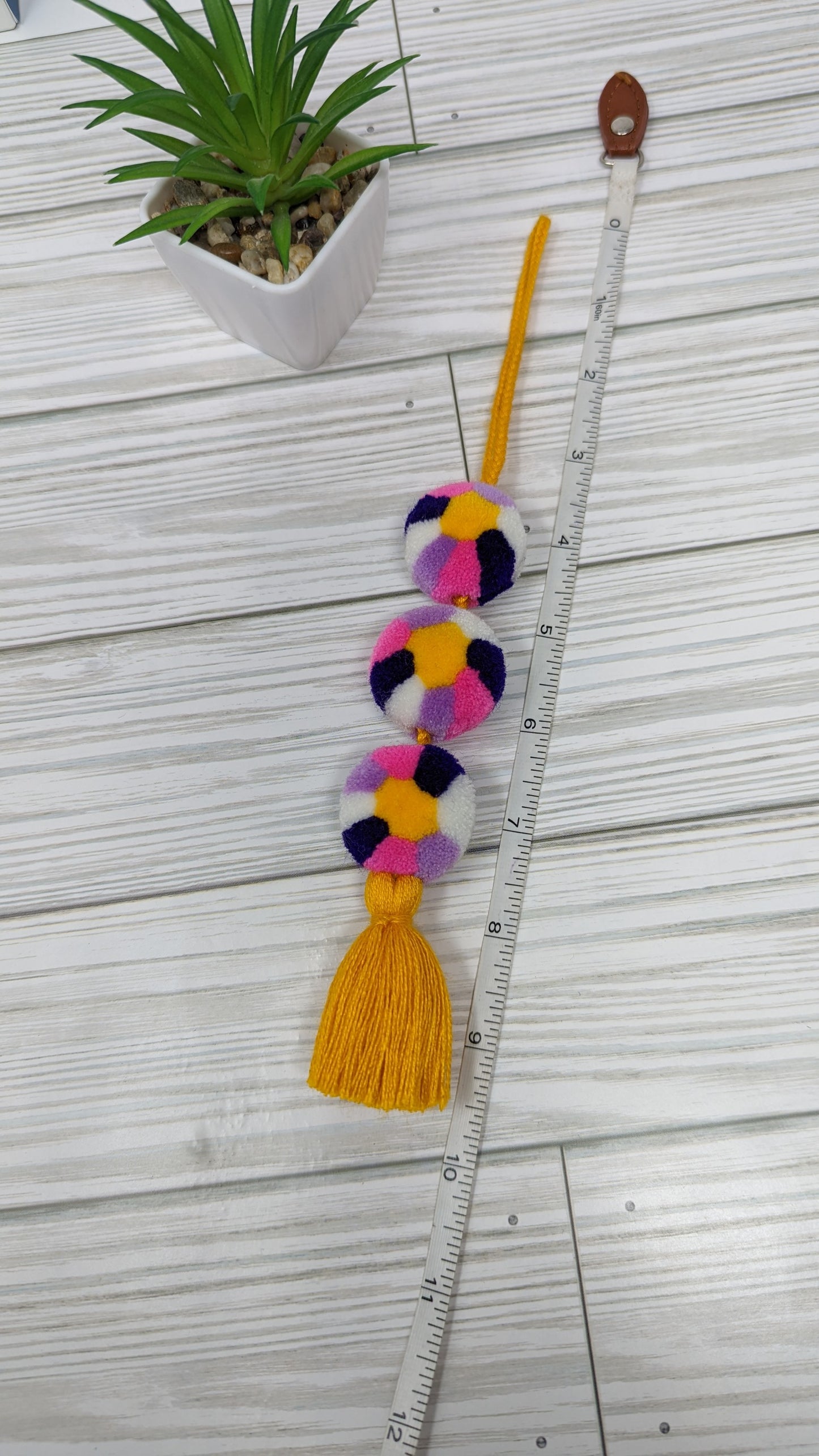 Guatemalan Artisan Pom Pom Tassel Decoration Charm for Bags, rear mirror, keychains and more