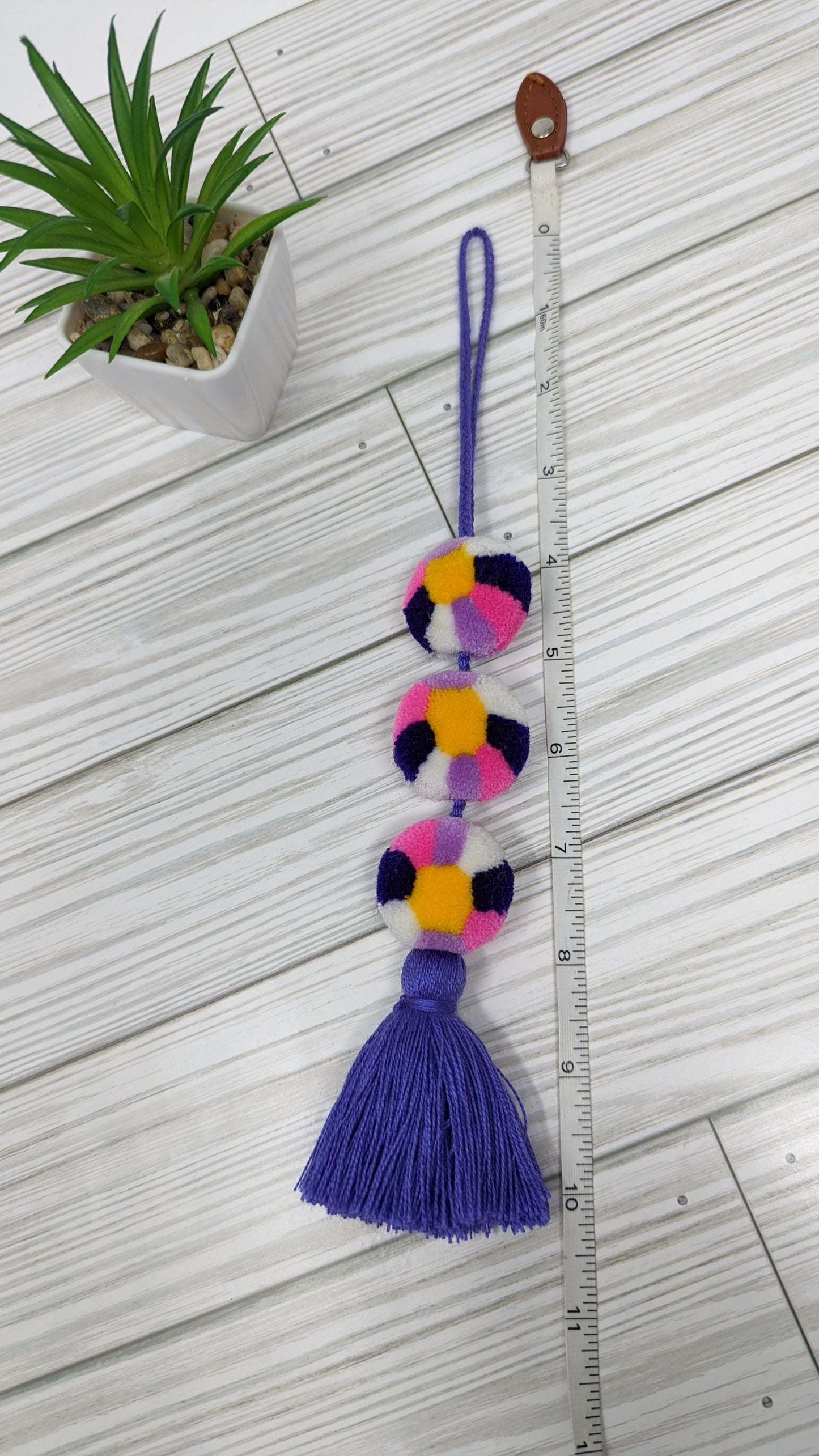 Guatemalan Artisan Pom Pom Tassel Decoration Charm for Bags, rear mirror, keychains and more