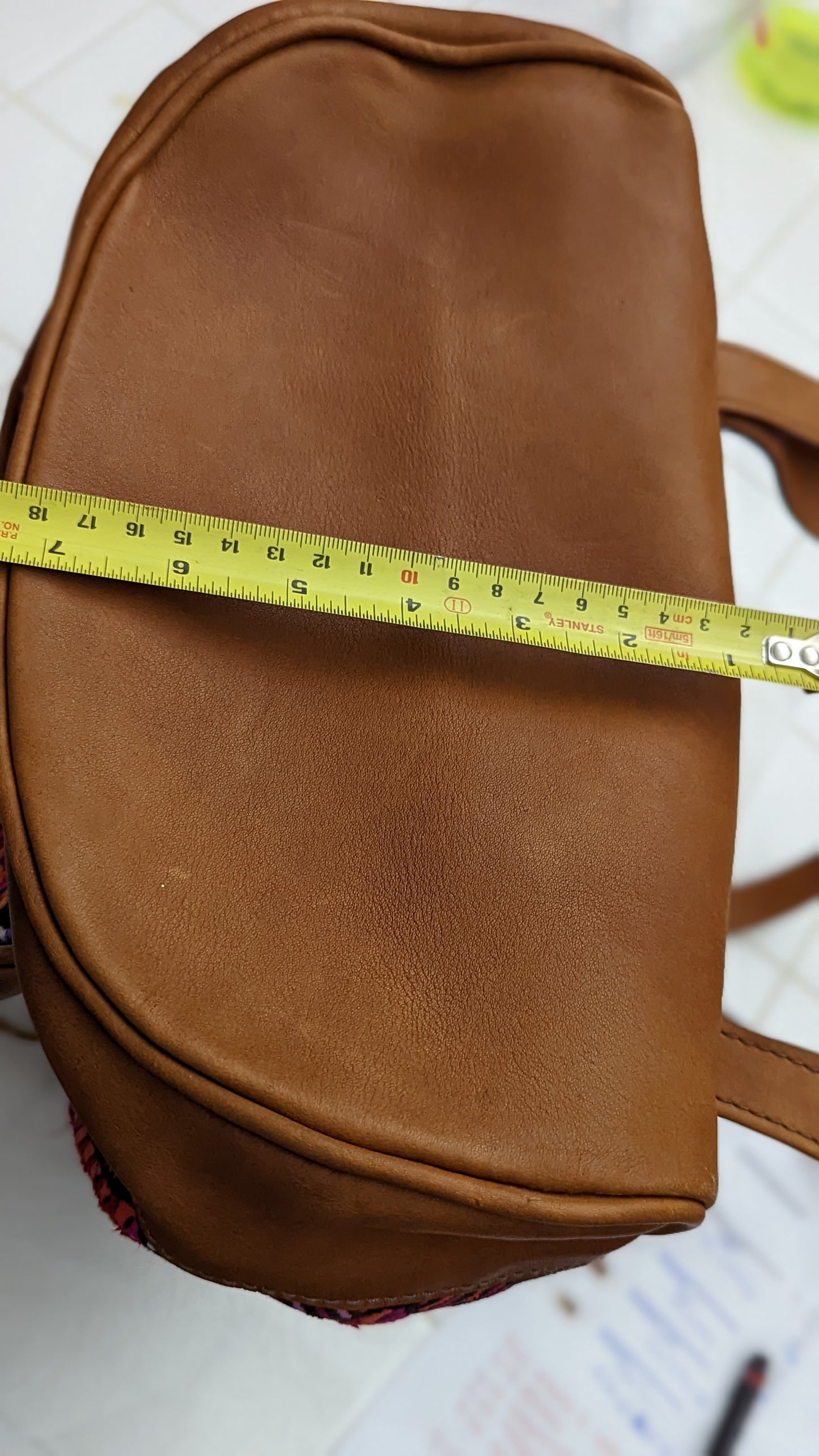 Backpack 100% full grain leather Artisan Bag and vintage huipil